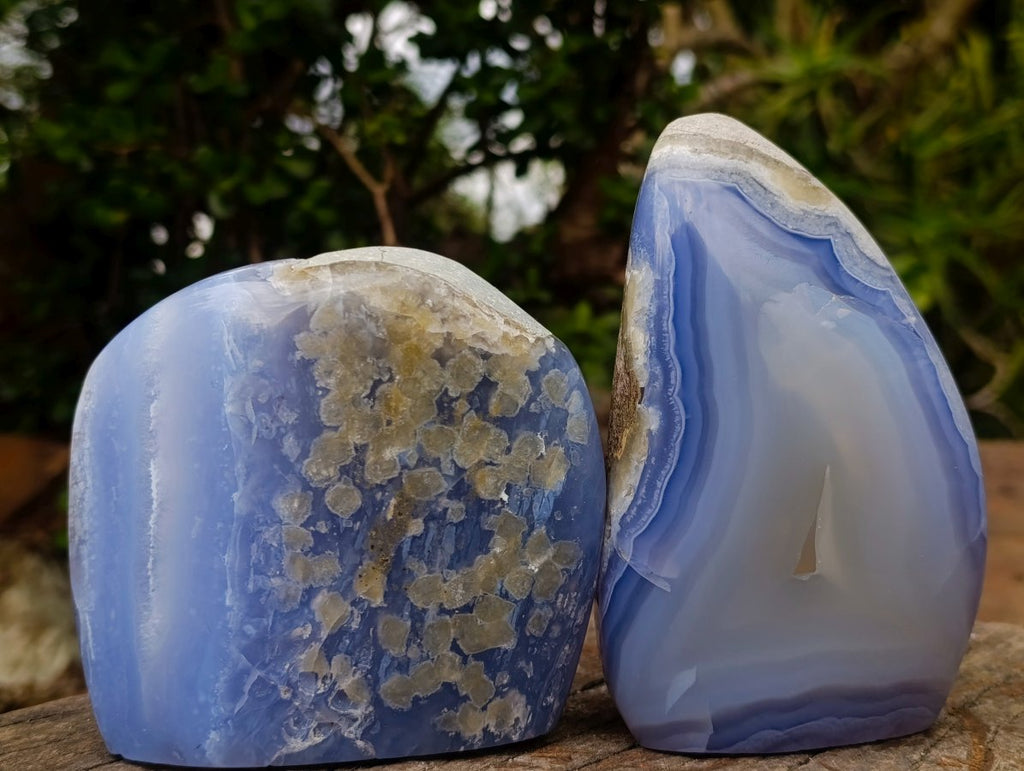 Polished Blue Lace Agate Standing Display Pieces x 2 From Nsanje, Malawi - Toprock Gemstones and Minerals 