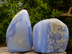 Polished Blue Lace Agate Standing Display Pieces x 2 From Nsanje, Malawi - Toprock Gemstones and Minerals 