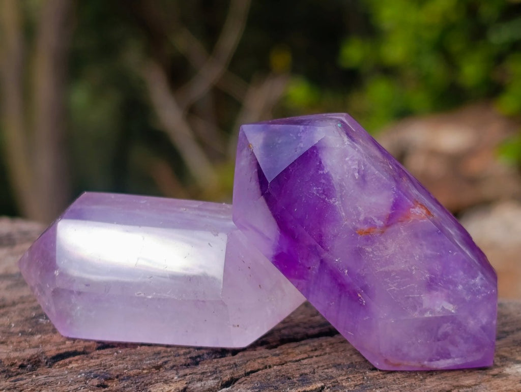 Polished Window Amethyst Double Terminated Crystals x 12 From Akansobe, Madagascar - Toprock Gemstones and Minerals 