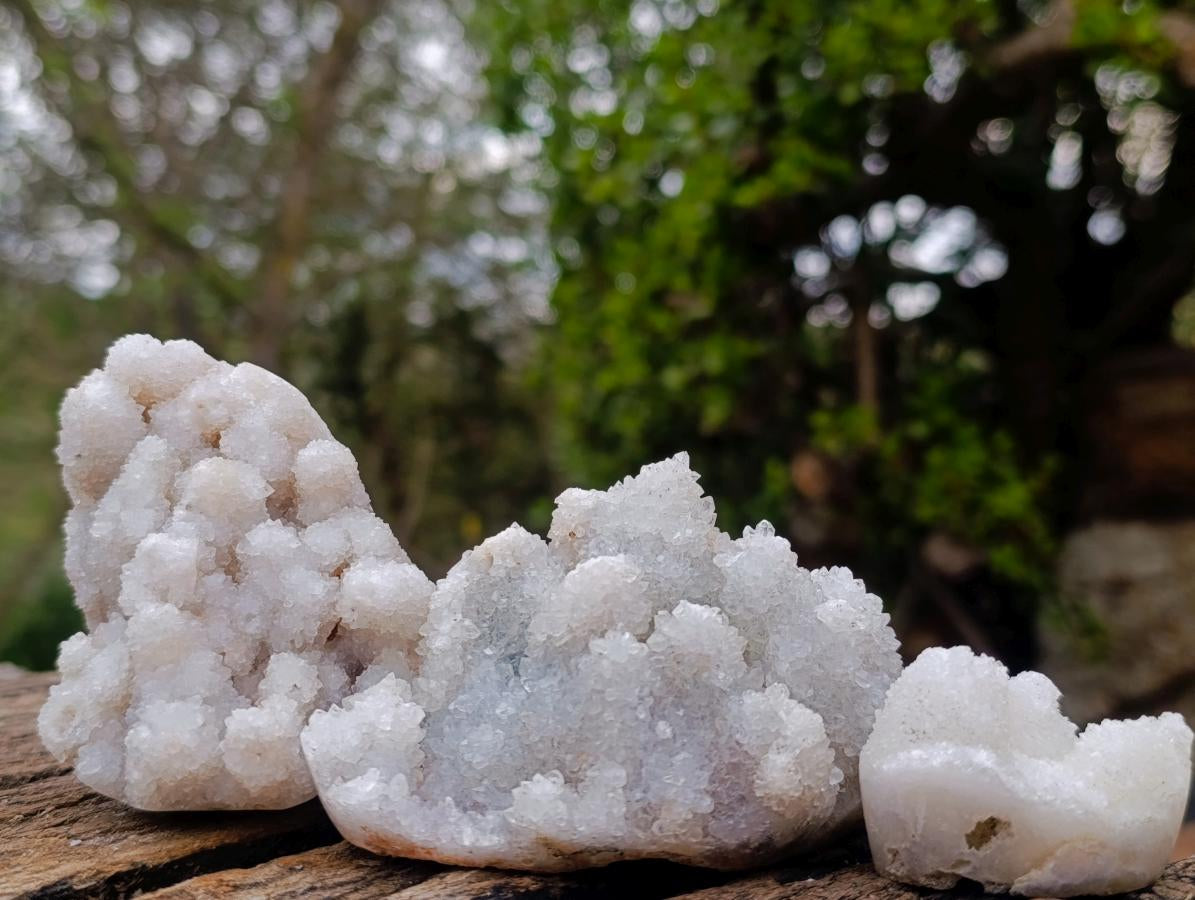 Natural Drusy Snow White Quartz Clusters x 12 From Madagascar - Toprock Gemstones and Minerals 