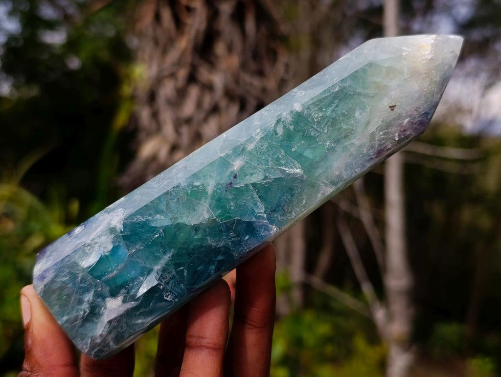 Polished Watermelon Fluorite Display Crystals and Tower x 3 From Uis, Namibia - Toprock Gemstones and Minerals 