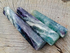 Polished Watermelon Fluorite Display Crystals and Tower x 3 From Uis, Namibia - Toprock Gemstones and Minerals 
