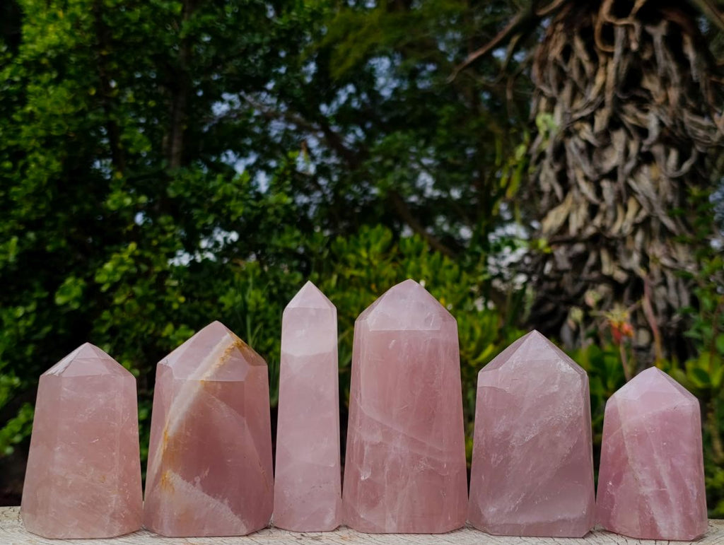 Polished Gemmy Rose Quartz Display Crystals x 6 From Madagascar - Toprock Gemstones and Minerals 