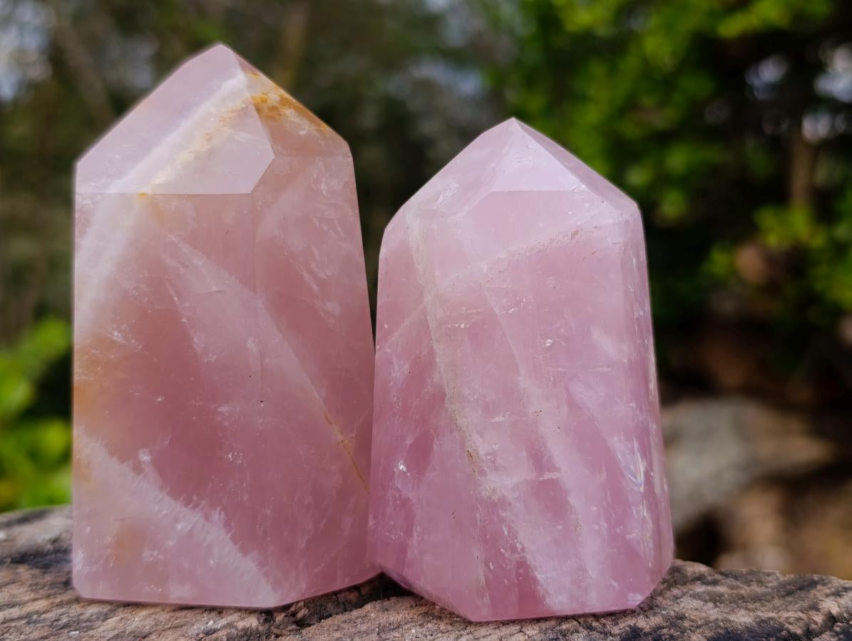 Polished Gemmy Rose Quartz Display Crystals x 6 From Madagascar - Toprock Gemstones and Minerals 