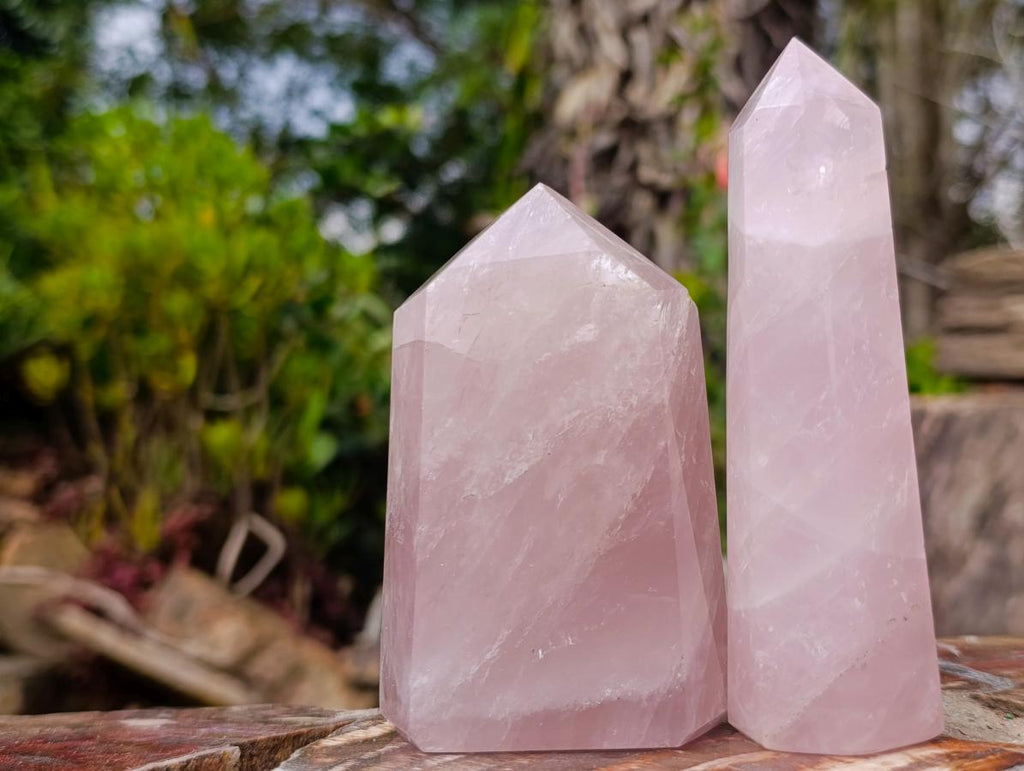 Polished Gemmy Rose Quartz Display Crystals x 6 From Madagascar - Toprock Gemstones and Minerals 