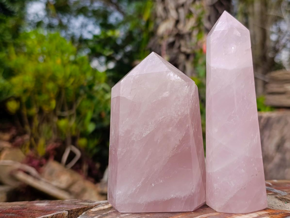 Polished Gemmy Rose Quartz Display Crystals x 6 From Madagascar - Toprock Gemstones and Minerals 