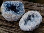 Natural Blue Celestite Geode Specimens x 2 From Sakoany, Madagascar - Toprock Gemstones and Minerals 