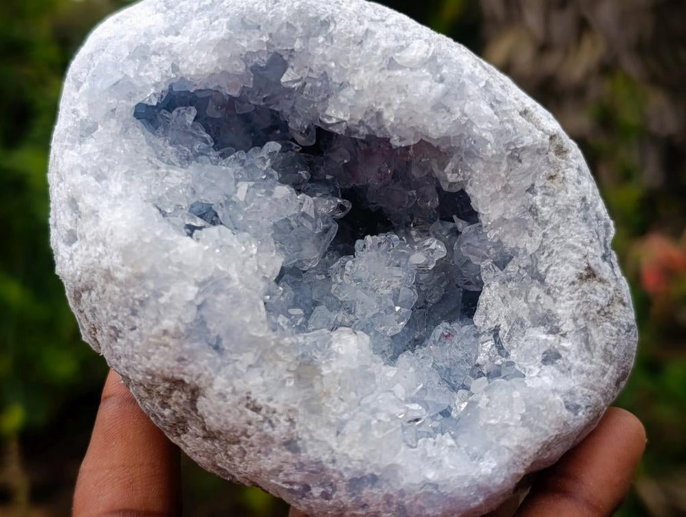 Natural Blue Celestite Geode Specimens x 2 From Sakoany, Madagascar - Toprock Gemstones and Minerals 