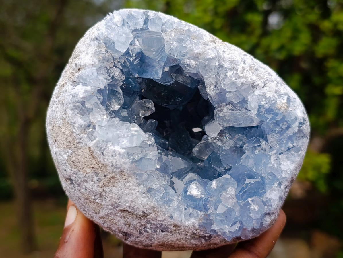 Natural Blue Celestite Geode Specimens x 2 From Sakoany, Madagascar - Toprock Gemstones and Minerals 