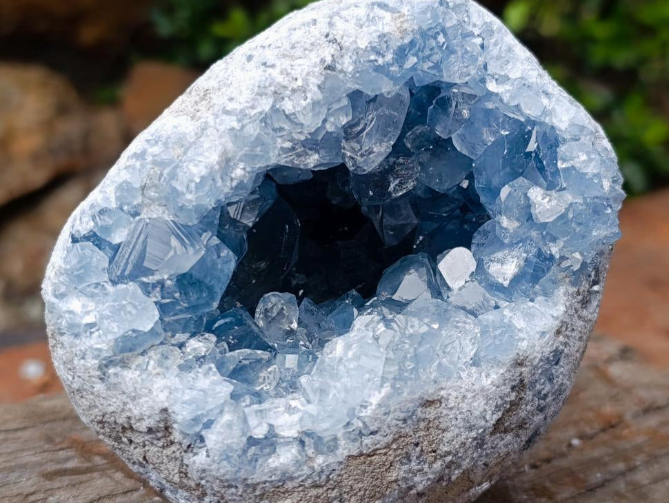 Natural Blue Celestite Geode Specimens x 2 From Sakoany, Madagascar - Toprock Gemstones and Minerals 