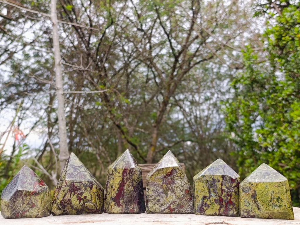 Polished Bastite Dragonsblood Stone Display Crystals x 6 From Tshipise, South Africa - Toprock Gemstones and Minerals 