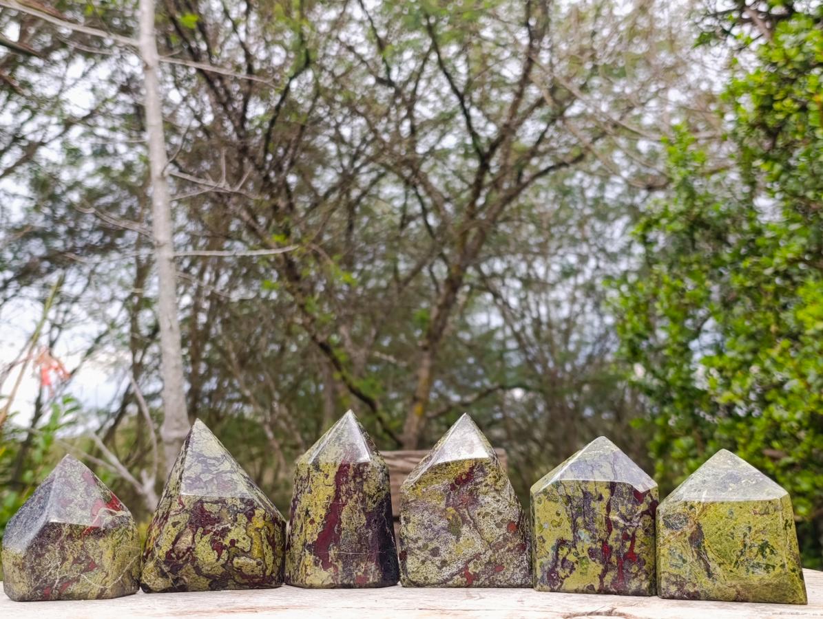 Polished Bastite Dragonsblood Stone Display Crystals x 6 From Tshipise, South Africa - Toprock Gemstones and Minerals 