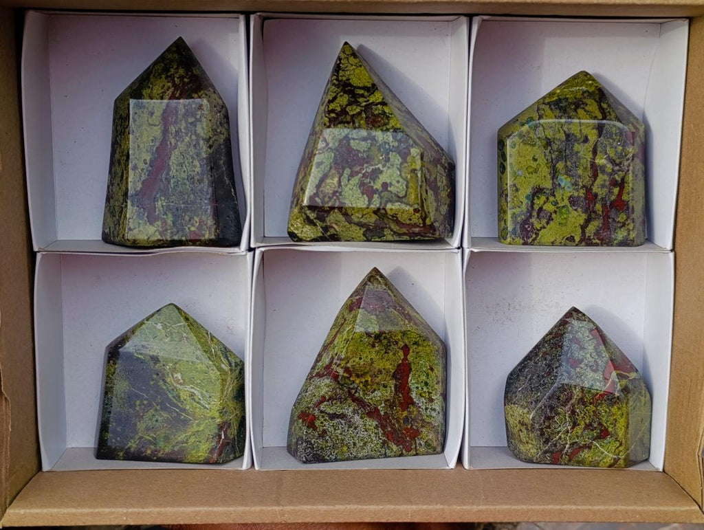 Polished Bastite Dragonsblood Stone Display Crystals x 6 From Tshipise, South Africa - Toprock Gemstones and Minerals 