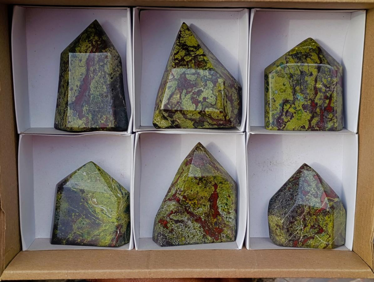Polished Bastite Dragonsblood Stone Display Crystals x 6 From Tshipise, South Africa - Toprock Gemstones and Minerals 