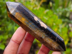 Polished Double Terminated Blue-Golden Tigers Eye Crystals x 4 From Prieska, South Africa - Toprock Gemstones and Minerals 