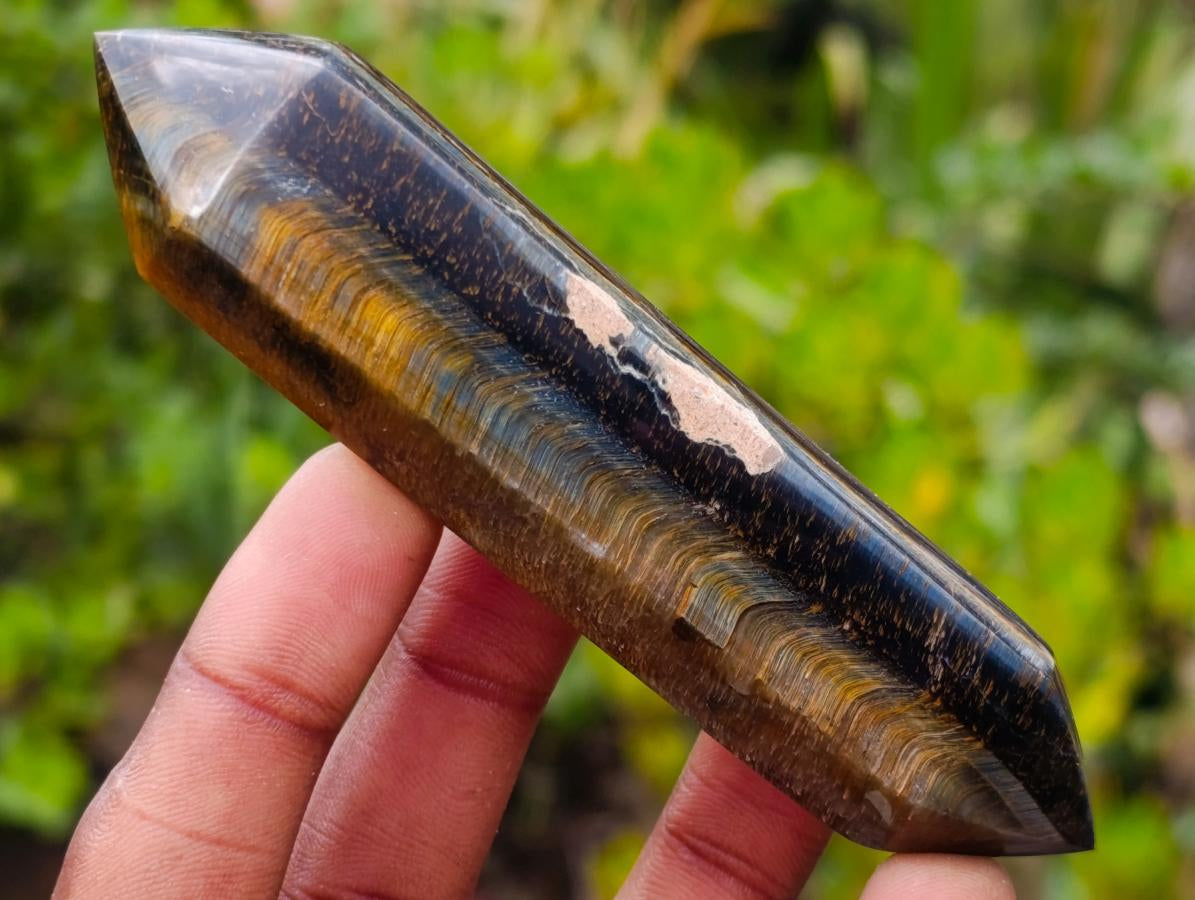 Polished Double Terminated Blue-Golden Tigers Eye Crystals x 4 From Prieska, South Africa - Toprock Gemstones and Minerals 