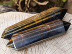Polished Double Terminated Blue-Golden Tigers Eye Crystals x 4 From Prieska, South Africa - Toprock Gemstones and Minerals 
