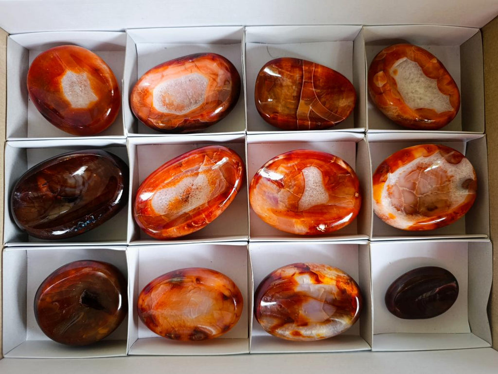 Polished Carnelian Agate Gemstone Bowls x 12 From Madagascar - Toprock Gemstones and Minerals 
