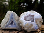 Polished On One Side Blue Lace Agate Geodes x 12 From Nsanje, Malawi - Toprock Gemstones and Minerals 