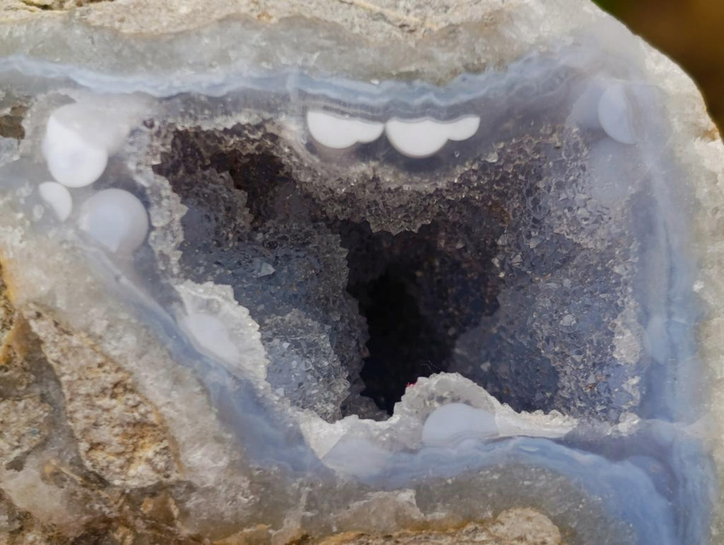 Polished On One Side Blue Lace Agate Geodes x 12 From Nsanje, Malawi - Toprock Gemstones and Minerals 