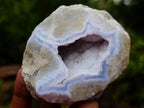 Polished On One Side Blue Lace Agate Geodes x 12 From Nsanje, Malawi - Toprock Gemstones and Minerals 