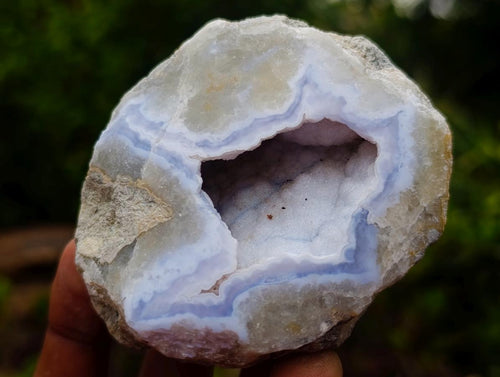 Polished On One Side Blue Lace Agate Geodes x 12 From Nsanje, Malawi - Toprock Gemstones and Minerals 
