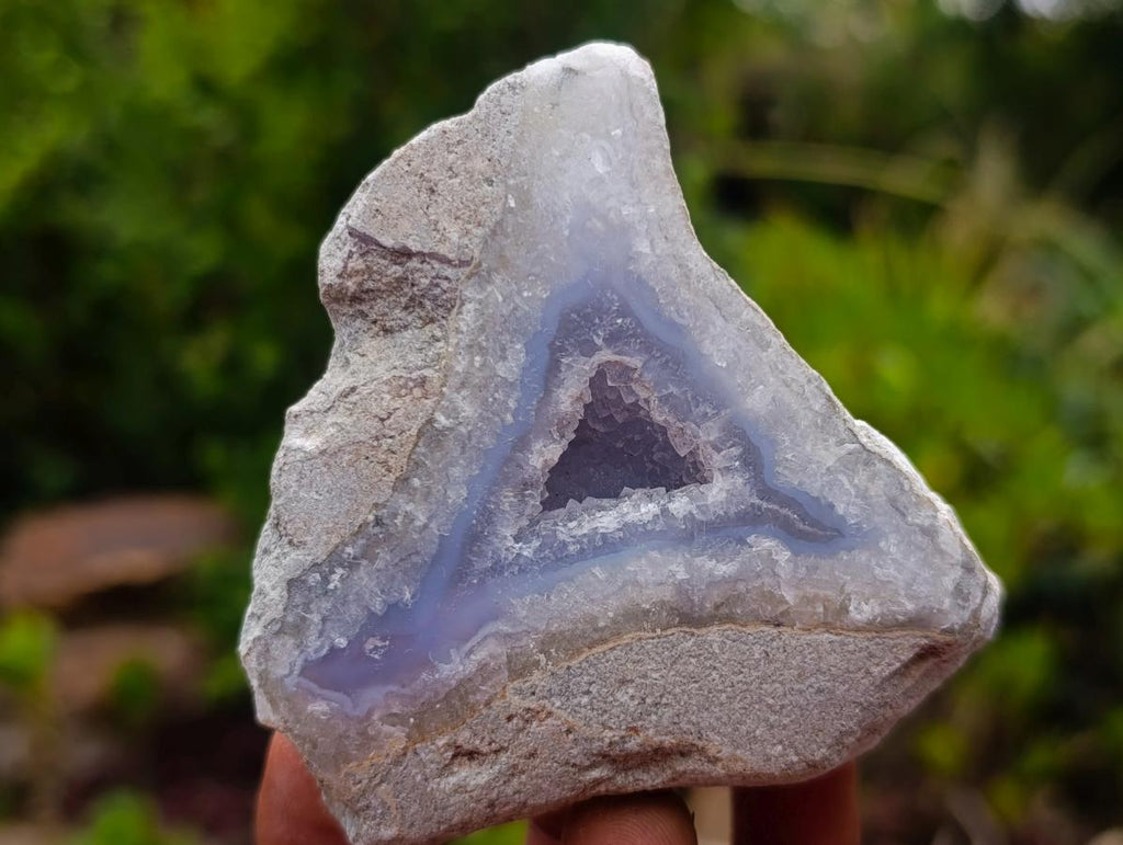 Polished On One Side Blue Lace Agate Geodes x 12 From Nsanje, Malawi - Toprock Gemstones and Minerals 