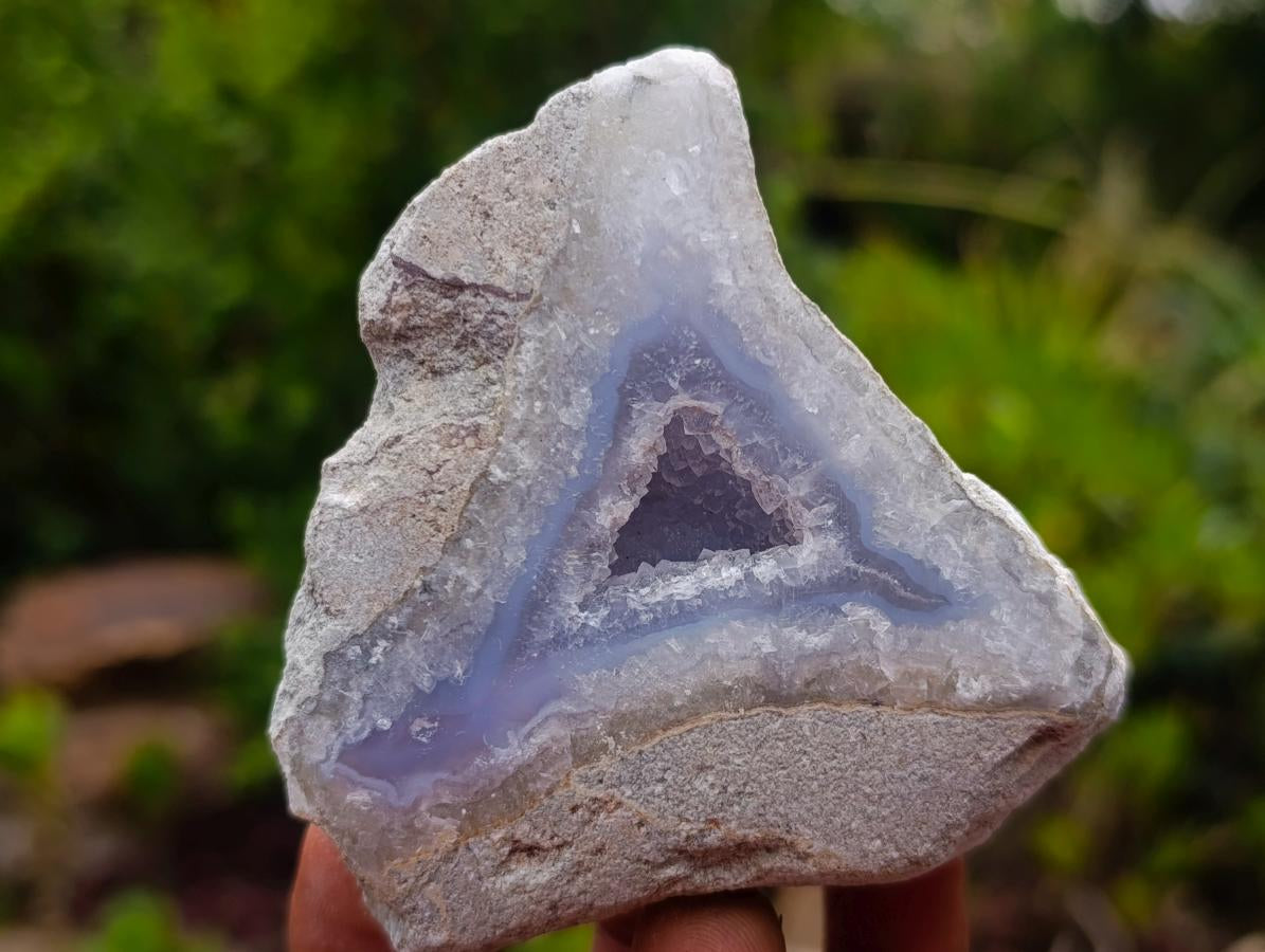 Polished On One Side Blue Lace Agate Geodes x 12 From Nsanje, Malawi - Toprock Gemstones and Minerals 