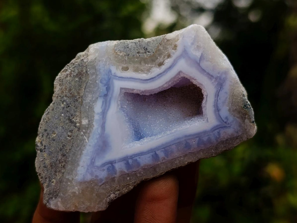 Polished On One Side Blue Lace Agate Geodes x 12 From Nsanje, Malawi - Toprock Gemstones and Minerals 