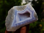 Polished On One Side Blue Lace Agate Geodes x 12 From Nsanje, Malawi - Toprock Gemstones and Minerals 