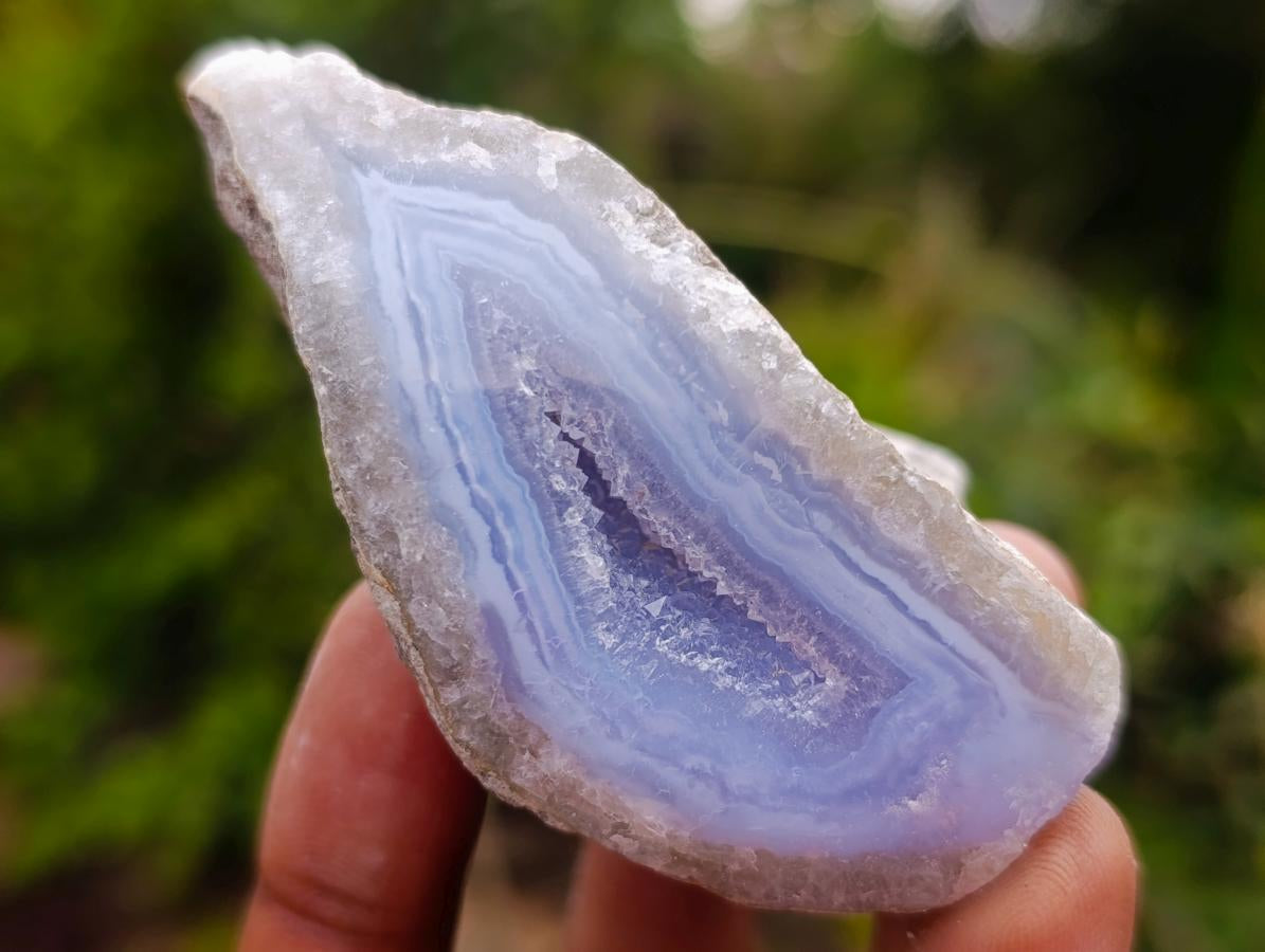 Polished On One Side Blue Lace Agate Geodes x 12 From Nsanje, Malawi - Toprock Gemstones and Minerals 