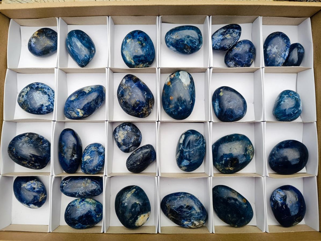 Polished Super Rare Dumortierite Galets x 29 From Madagascar - Toprock Gemstones and Minerals 