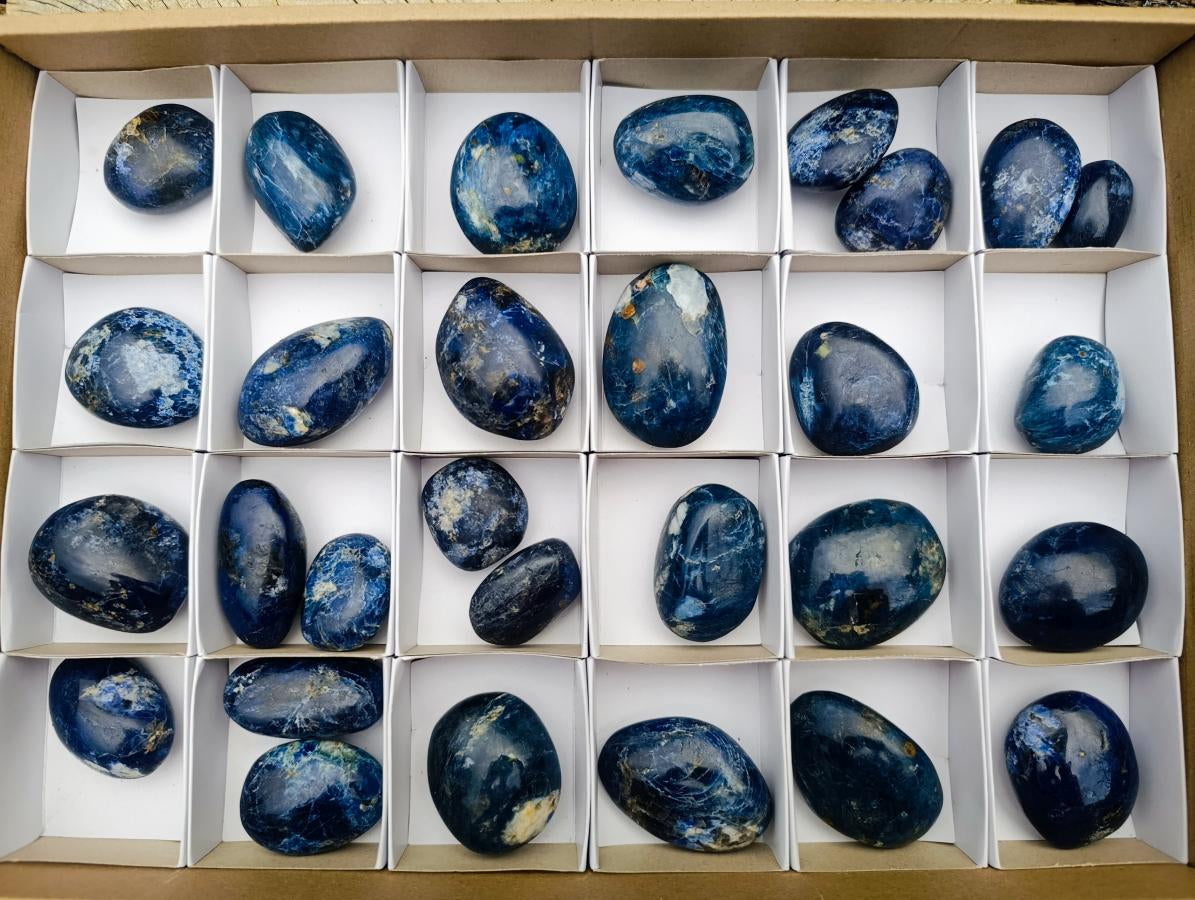 Polished Super Rare Dumortierite Galets x 29 From Madagascar - Toprock Gemstones and Minerals 