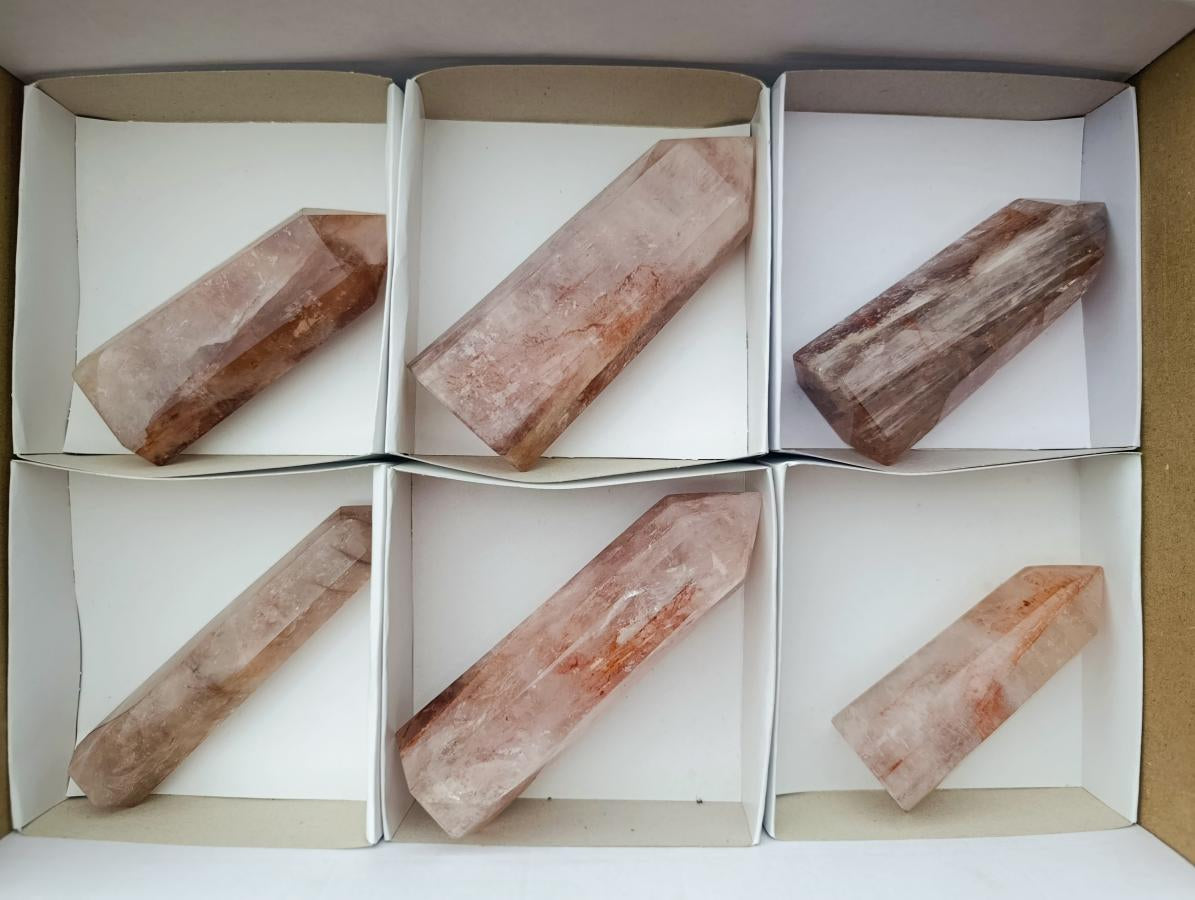 Polished Red Hematoid Quartz Display Crystals x 6 From Ambatondrazaka, Madagascar - Toprock Gemstones and Minerals 