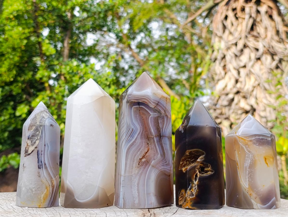 Polished Banded Agate Display Crystals x 5 From Madagascar - Toprock Gemstones and Minerals 
