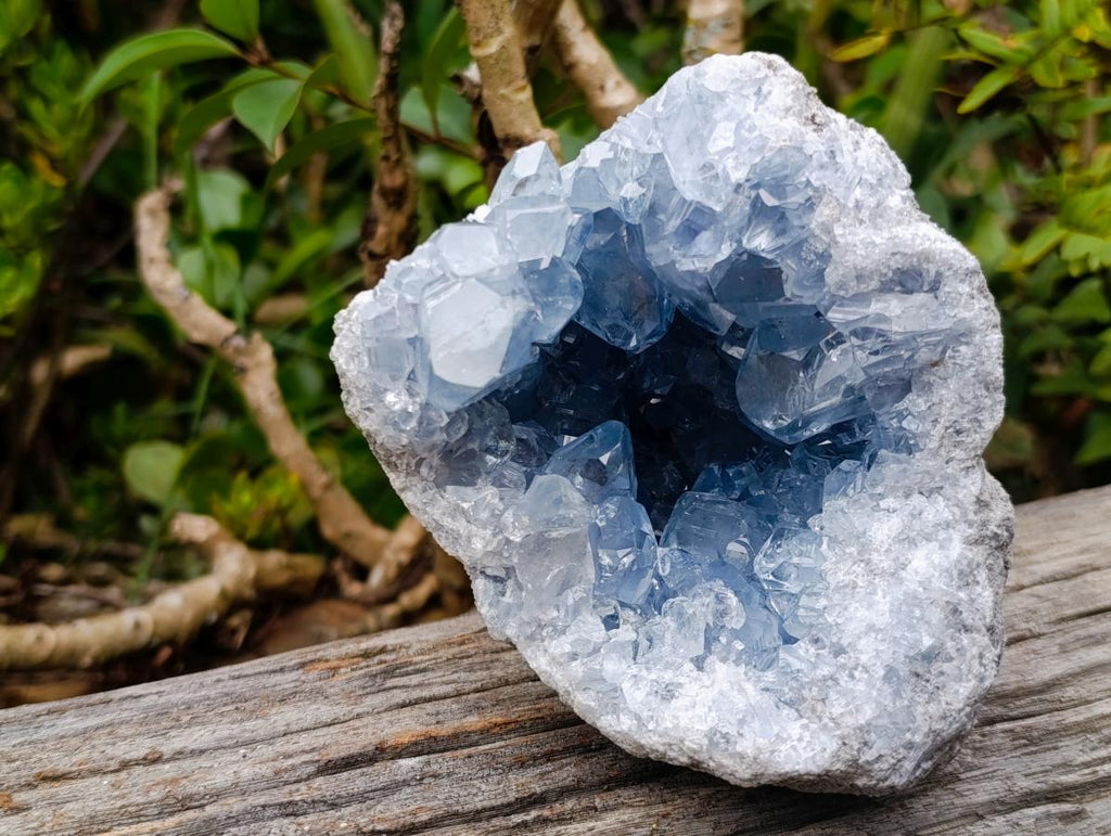 Natural Blue Celestite Geode Specimens x 2 From Sakoany, Madagascar - Toprock Gemstones and Minerals 