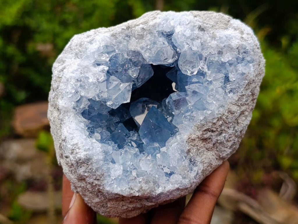 Natural Blue Celestite Geode Specimens x 2 From Sakoany, Madagascar - Toprock Gemstones and Minerals 