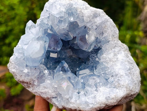 Natural Blue Celestite Geode Specimens x 2 From Sakoany, Madagascar - Toprock Gemstones and Minerals 