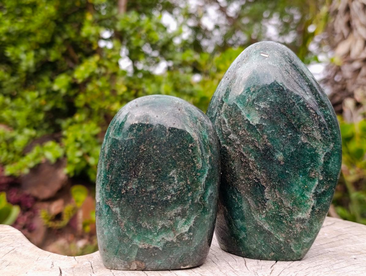 Polished Fuchsite Quartz Standing Display Pieces x 3 From Andakatany, Madagascar - Toprock Gemstones and Minerals 