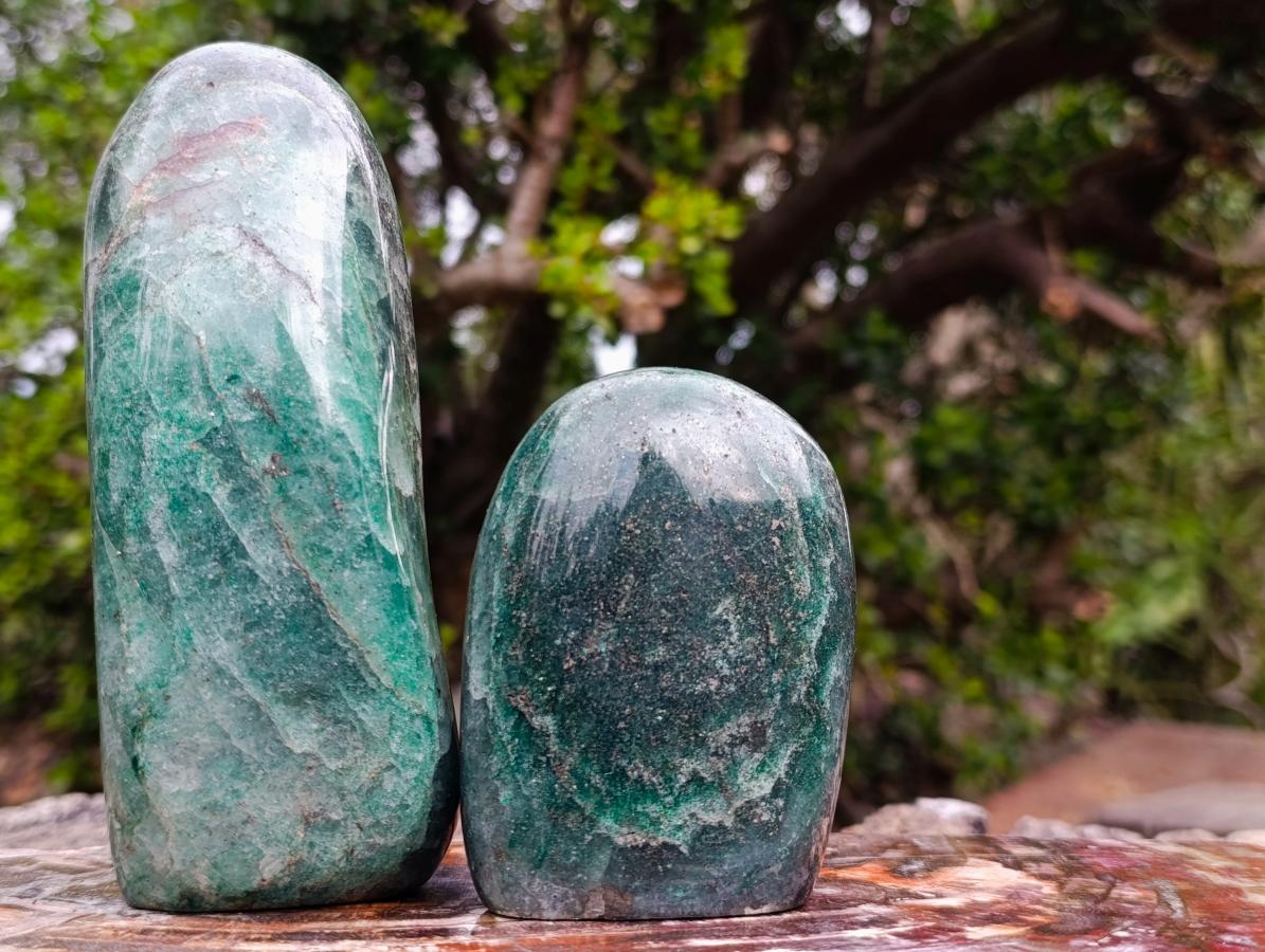 Polished Fuchsite Quartz Standing Display Pieces x 3 From Andakatany, Madagascar - Toprock Gemstones and Minerals 