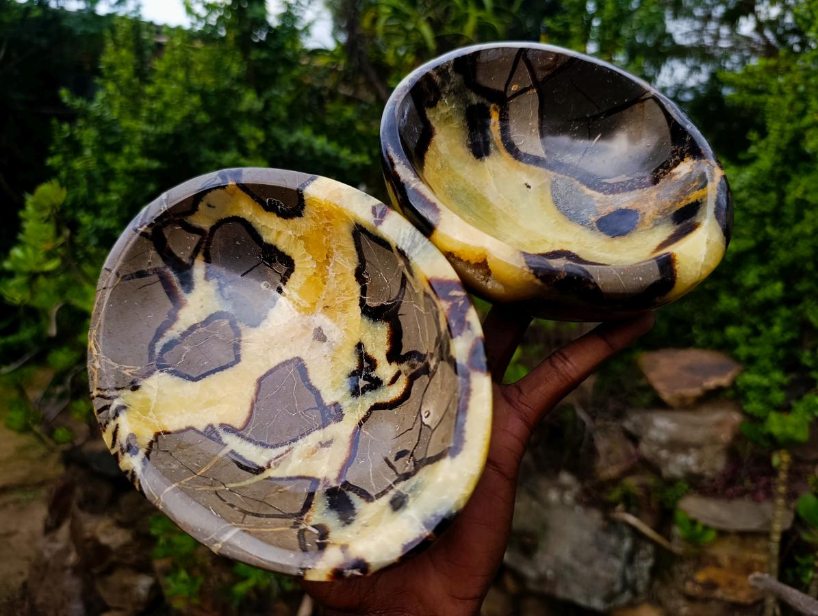 Polished Septerye Bowls x 2 From Mahajanga, Madagascar - Toprock Gemstones and Minerals 