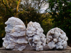 Natural Drusy Fingered White Quartz Clusters with Polished Sides x 3 From Madagascar - Toprock Gemstones and Minerals 
