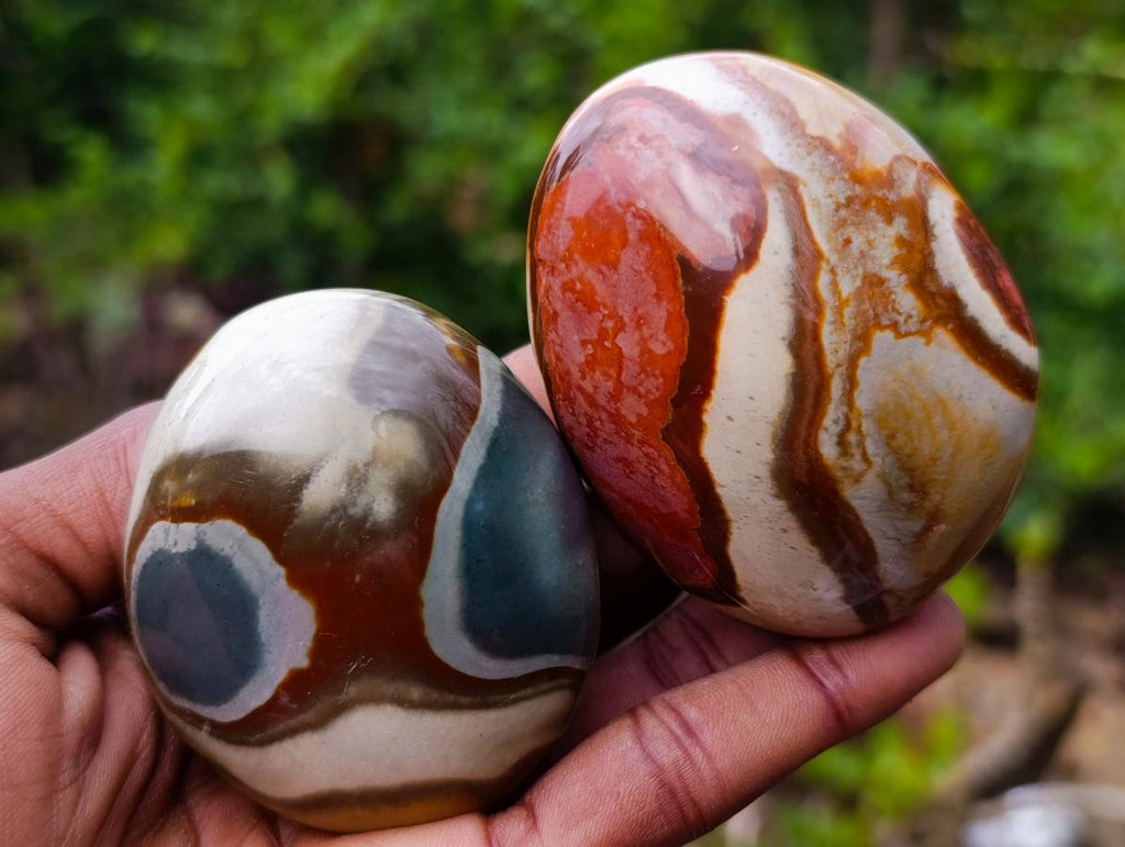 Polished Polychrome Jasper Palm Stones x 12 From NW Coast, Madagascar - Toprock Gemstones and Minerals 