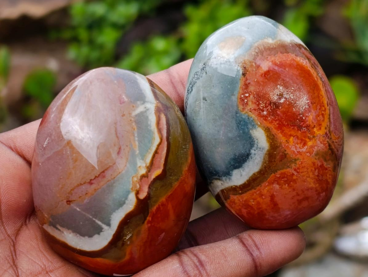 Polished Polychrome Jasper Palm Stones x 12 From NW Coast, Madagascar - Toprock Gemstones and Minerals 