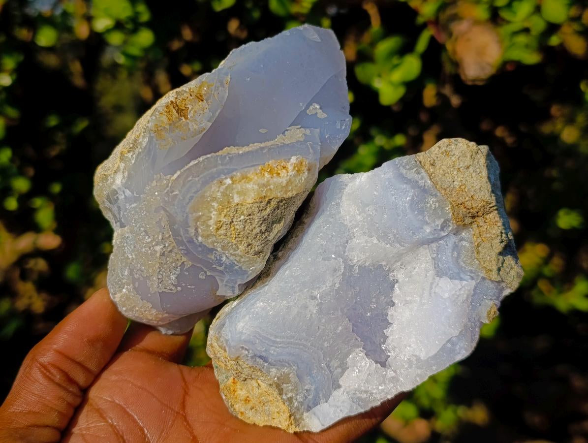 Polished Blue Lace Agate Geodes x 6 From Nsanje, Malawi - Toprock Gemstones and Minerals 