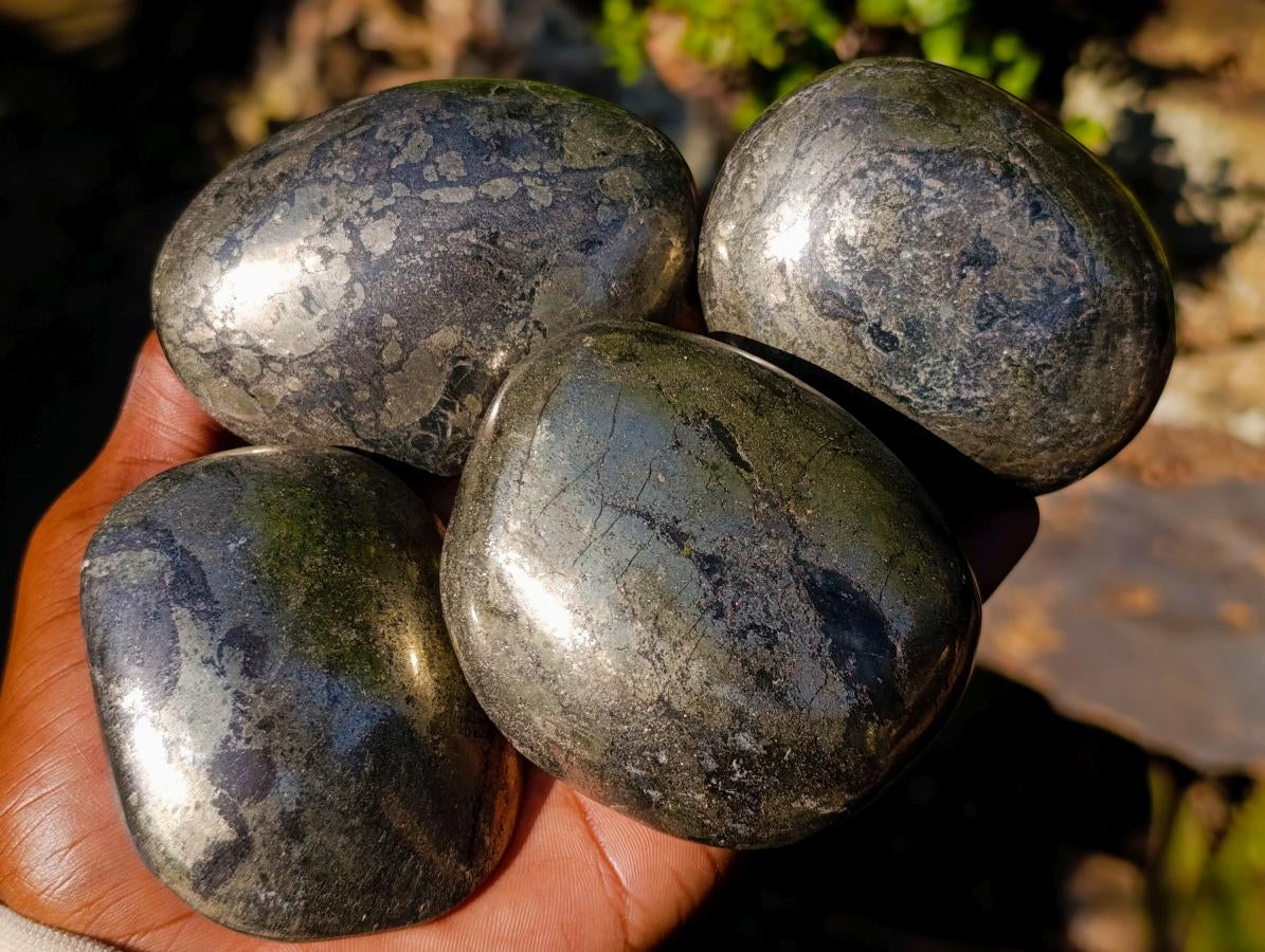 Polished Large Basalt Pharaoh Stone Galets x 4 From Iron Duke Mine, Zimbabwe