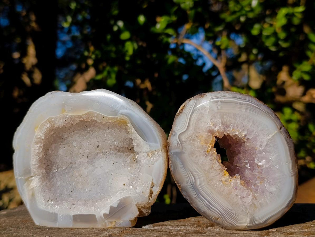 Polished Mix of Agate Crystalline Geodes and Crystal Topped Plates x 6 From Maintirano, Madagascar - Toprock Gemstones and Minerals 