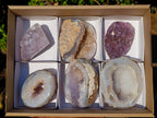 Polished Mix of Agate Crystalline Geodes and Crystal Topped Plates x 6 From Maintirano, Madagascar - Toprock Gemstones and Minerals 