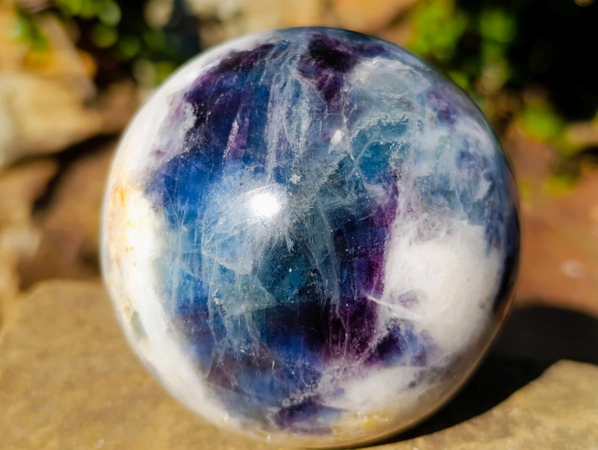 Polished Watermelon Fluorite Spheres x 2 From Uis, Namibia - Toprock Gemstones and Minerals 