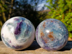 Polished Watermelon Fluorite Spheres x 2 From Uis, Namibia - Toprock Gemstones and Minerals 